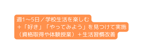 週1 5日 学校生活を楽しむ 好き やってみよう を見つけて実施 資格取得や体験授業 生活習慣改善